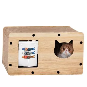 HomeyCat Кошачий домик для когтей, легко собираемый товар, картонное хрустящее укрытие, 6 сторон, занавеска с рисунком карпа для кошек, прочная, износостойкая