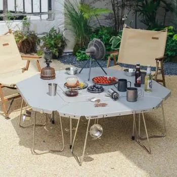 Homful нержавеющая сталь алюминиевый сплав барбекю костер стол портативный складной сращивание комбинированный круглый стол дровяная печь гриль