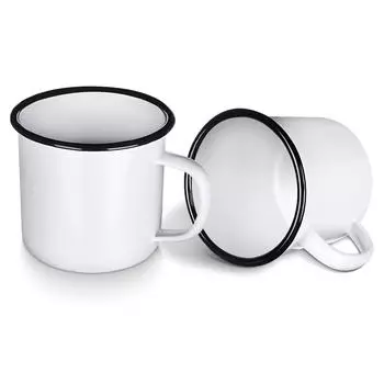 Homikit Набор из 4 белых эмалевых кружек для кофе, кружки для питья чая, идеально подходят для дома/офиса/кемпинга/подарка, портативные и многоразовые, винтажные белый