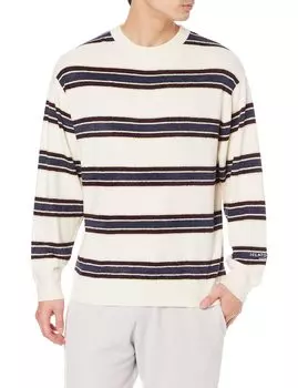 HOMME Гладкий легкий свитер с каймой PMNT221938 OWHT L [Gelato Pique] Мужской