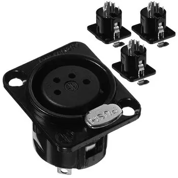 Homoyoyo 4 шт. XLR 4-контактный гнездовой разъем для микрофона Аксессуары для микрофона Разъем XLR 4-контактный XLR для монтажа на панель Интерфейс XLR Разъем XLR для панели Микрофон чёрный