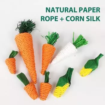 Хомяк Кролик Жевать Игрушку Укус Скрежетать Зубы Кукуруза Морковь Плетеные Шарики Чистка Зубов 2.5*7cm оранжевый