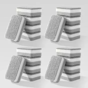 HOMZY 20pcs Double-sided Cleaning Sponges Pan Pot Cleaning and Maintenance Washing Sponges Household Scouring Pad Kit Tools Brush 5pcs