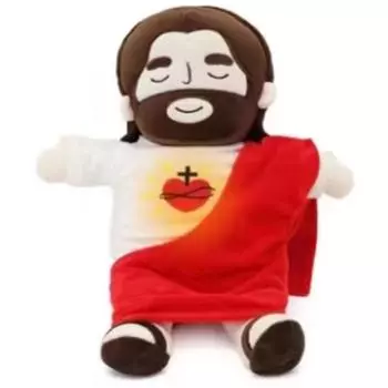 HOMZY Breath Jesus Plush Doll Soothing Placation Toys Soft Respirable Jesus Plushies Comforting Jesus Heart Toy Easter Christmas Gifts