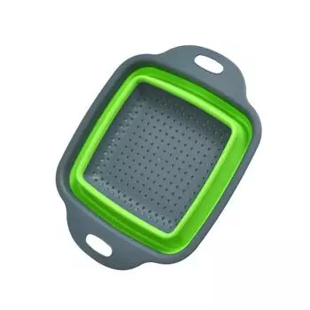 HOMZY Round Square Foldable Silicone Colander Fruit Vegetable Washing Basket Strainer Collapsible Drainer Handle Kitchen Tools S