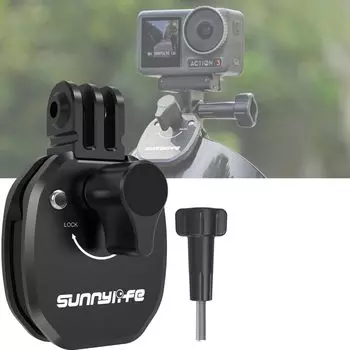 Honbobo Мотоциклетный держатель-клипса, совместимый с GoPro Hero 13 Ace Pro Osmo Action 5 Action X4 X3, совместимый мотоциклетный клипс-крепление на лобовое стекло, алюминий чёрный