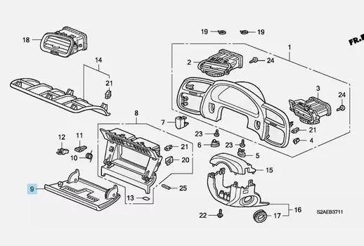HONDA Genuine S2000 AP1 AP2 Radio Stereo Lid Door Cover Black 77252-S2A-013ZA