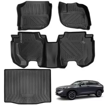 Honda Vezel RV Series 3D Пол 3D Пол Багажник Автомобиль HONDA VEZEL RV3 RV4 RV5 RV6 Автомобильный Пол Водонепроницаемый Пятноустойчивый TPE 3D Индивидуальный Легкий Защитный Автомобиль 4 ШТ