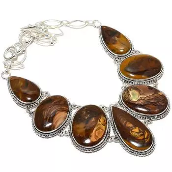 Ожерелье из серебра 925 пробы с драгоценными камнями Honey Dendrite, этническое, 18 дюймов JCN360-57