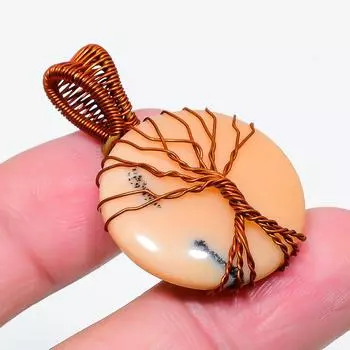 Honey Dendritic Gemstone 925 Sterling Silver Jewelry Pendant 1.65 I9J70 мёд