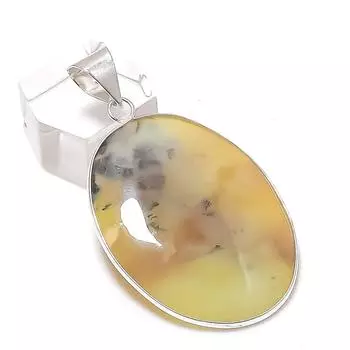 Honey Dendritic Gemstone Handmade 925 Sterling Silver Jewelry Pendant 2.01 P4e43