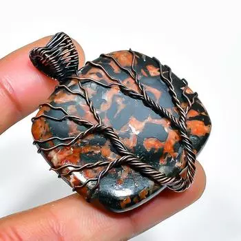 Honey Dendritic Gemstone Handmade Copper Wire Wrap Jewelry Pendant 1.97 1.97 мёд