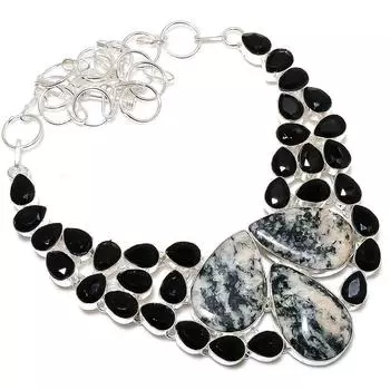 Ожерелье из серебра 925 пробы с драгоценными камнями Honey Dendritic, 18 дюймов, Y4v75 мёд