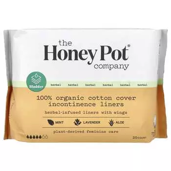 Honey Pot Company, хлопковые прокладки с крылышками на основе трав, органические прокладки при недержании, 20 штук