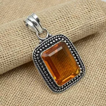 Honey Topaz Gemstone 925 Sterling Silver Подарочная подвеска для ювелирных изделий ручной работы для нее 1.77 Inches жёлтый