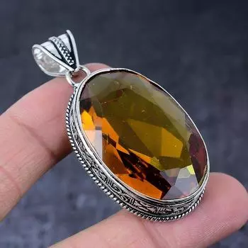 Honey Topaz Gemstone Handmade 925 Sterling Silver Jewelry Pendant 2.29 I6g86