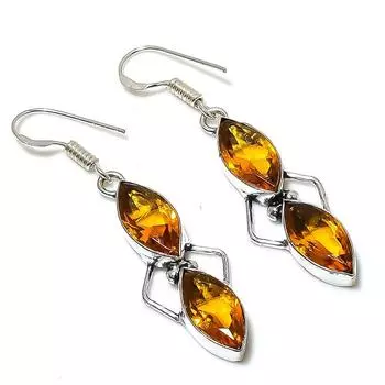 Honey Topaz Gemstone Handmade 925 Sterling Silver Jewelry Earring 2.09 u5W85