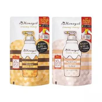 Honeyche Creamy Honey Shampoo Treatment Refill Set (набор сменных блоков) по 1 шт. Шампунь для ухода за волосами Made in Japan Damage Repair Salon [набор сменных блоков] и [Honey Non-Silicon]