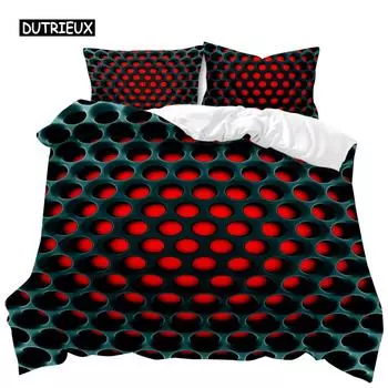 Honeycomb Hole Duvet Cover Set Geometric Print Twin Bedding Set S 70x133cm 2pcs