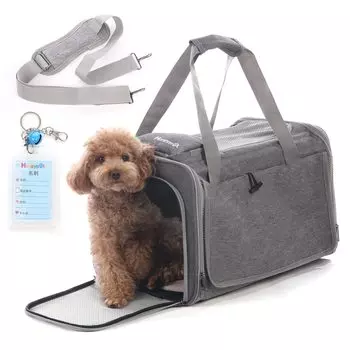 Honeypet All Seasons Pet Carrier Outdoor Shoulder Load 8kg Easy To Car Hospital Train Disaster Going Pet Bag Bag, складная, 4-стороннее хранение, сумка, серый