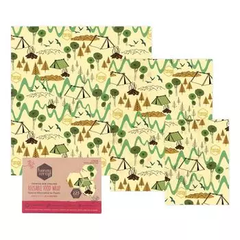 Honeywrap Beeswax Eco Wrap each Camping 3-Pack (1 S, M, L) -