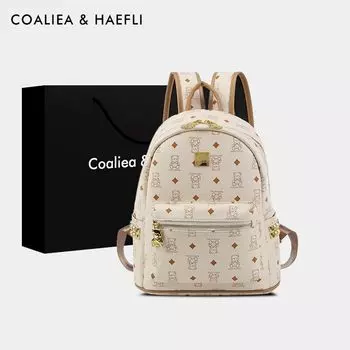 Hong Kong Brand Birthday Gift Cute Bear Work Clothing Backpack Trendy Women s College Students Backpack Large Capacity Schoolbag White small size Counter genuine goods