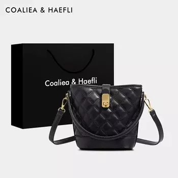 Hong Kong Brand Same Style as Stars Rhombus Bucket Bag Women s Bag Women s Bag 2025 New Shoulder Messenger Bag Handbag Black counter genuine goods [collection gift bag]]