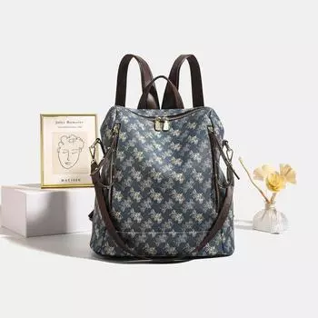 Hong Kong Brand Travel Backpack Female 2025 New Arrival Accessible Luxury Work Commuter Bag Easiest for Match Niche Style Can Be Single-Shoulder Bag Blue