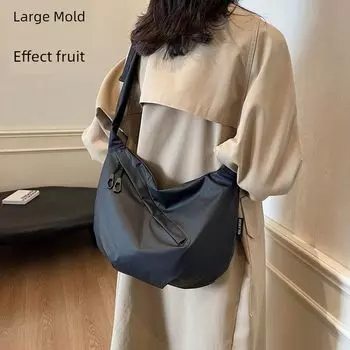 Hong Kong Counter Large Capacity Bag Female 2025 New Arrival Spring/Summer Waterproof Nylon Cloth Casual Sports Cross Body Dumpling Bag Black large