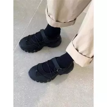 Hong Kong design sense ugly cute Mary Jane shoes women s spring new thick sole heightening round head casual shoes 35