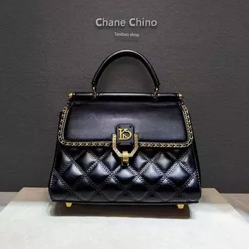 Hong Kong Genuine Leather Quilted Handbags Women 2025 New Arrival Spring/Summer Fancy Large-Capacity Crossbody Bag Double Bread Black [High Quality]]