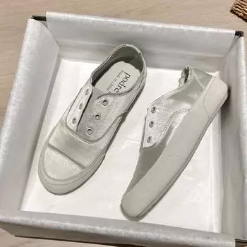 Hong Kong silk satin niche casual little white shoes women s spring breathable soft sole versatile one-pedal espadrilles 35