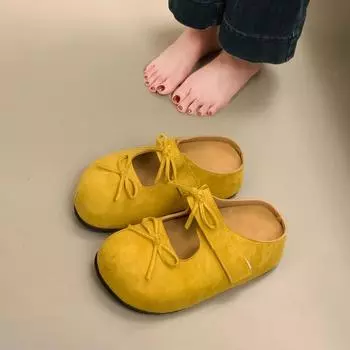Hong Kong small man inner height increase. Yellow shoes women s sandals new soft-soled bag head half slippers women s summer outside 35 жёлтый