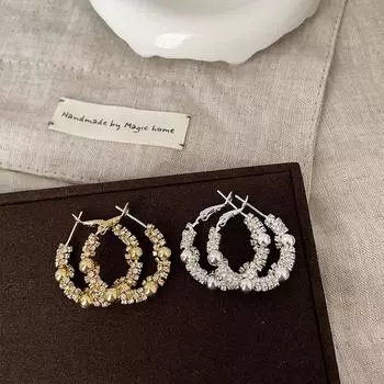 Серьги из металла с преувеличенным цирконием в гонконгском стиле, женские, высокого класса, чувственные, легкие, роскошные, нишевые, индивидуальные, модные, темпераментные, универсальные серьги