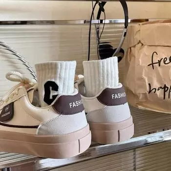 Hong Kong style fashion board shoes women s summer and autumn 2025 new color matching simple casual shoes platform heightening sports shoes 35 хаки