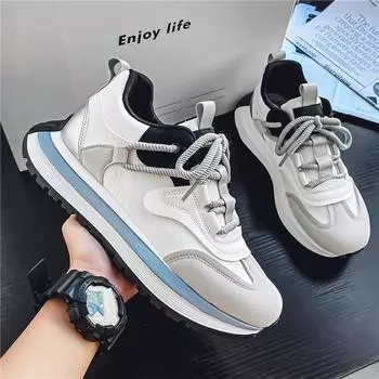 Hong Kong style men s shoes, spring Forrest Gump, non-slip running sneakers, teenagers, high-end trendy brand dad shoes, heightened white shoes 39