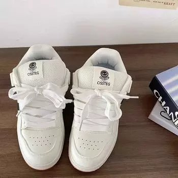 Hong Kong style niche design thick-soled little white shoes women s ins tide 2024 new couple versatile casual breadboard shoes women 35