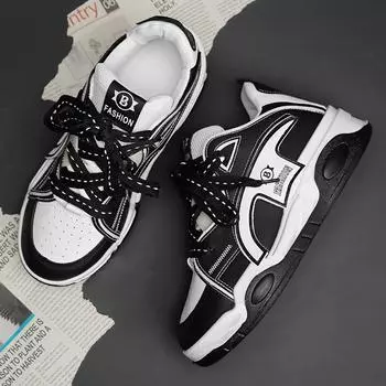 Hong Kong style niche men s shoes ins tide 2024 summer new super fire versatile thick sole heightening couple casual board shoes 39 чёрный