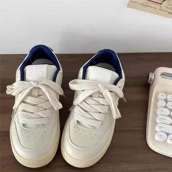 Hong Kong style white shoes silver classic board shoes women s ins2025 new spring and autumn versatile Korean version of sports and leisure shoes 35 бежевый