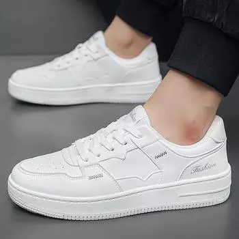 Hong Kong style youth fashion lace-up little white shoes leather surface low-top casual board shoes four seasons student tide shoes 39