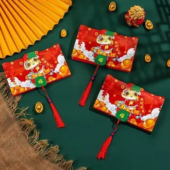 Hongbao Lucky Money Bag Chinese Style New Year Red Packet Snake Year Folding Red Envelope Wedding StyleA-10 Slots