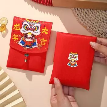 Hongbao Money Packing Bag Coin Purse Dragon Year Mascot 2024 Red Envelope Chinese Dragon Year D