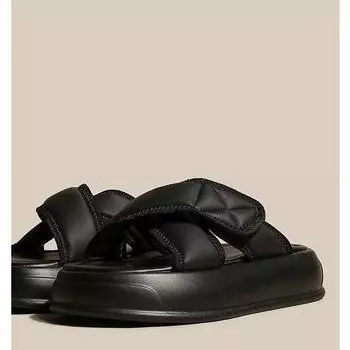 Hongtong slippers women s summer outer wear 2025 new dissolved bottom fashionable solid color thick bottom cross lazy casual sandals 35 бежевый