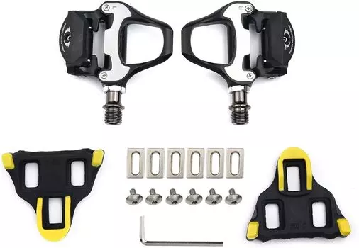 Honiwu road bike pedal bicycle road bike cleat road bike binding binding pedal for bicycle cleat yellow road bike pedal set cleat, pedal, pedal,
