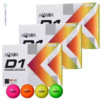 Honma Golf D1 Ball Golf Ball Honma Golf Ball BT2201 Multi Multi Color 3 Dozen 36 Balls Ionomer Flying Distance Original Wood Tee