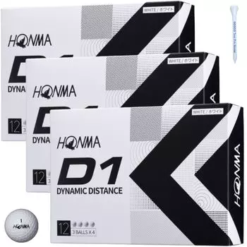Honma Golf D1 Golf Honma Golf Balls BT2201 3 Dozen Golf Set Wood Balls, White, (36 Balls) [Set] 2-Piece (Balls, Tees)