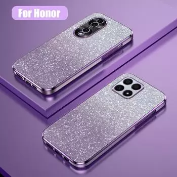 Honorx8 X6s 90lite Роскошный чехол с градиентным блестящим покрытием для Huawei Honor 90 70 Lite X8 4g 5g X6 женский мягкий силиконовый чехол на заднюю панель Honor X8 4g фиолетовый