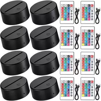Honoson 8 шт. 3D ночник светодиодный светильник основание светодиодный дисплей основание светильник подставка 16 цветов с пультом дистанционного управления и USB кабелем рождественская гирлянда