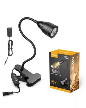 Honpal Reptile LED УФ 9 уровней интенсивности света для пустынных рептилий и амфибий Свет, УФА/УФВ, 3-уровневый таймер, Регулировка, 5 Вт, УФВ10.0,