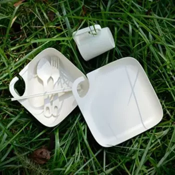 HOOCLEAN with Storage Solo Stylish (Solo Set) Bag, Camping, Camping, Disposable, Non-Disposable Tableware, слоновая кость